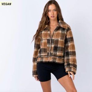 Princess Polly Sherpa Plaid Jacket
